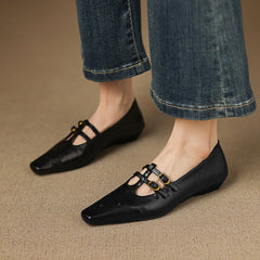 Brogued Double-Strap Mary Jane Flat