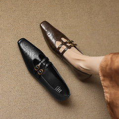 Brogued Double-Strap Mary Jane Flat