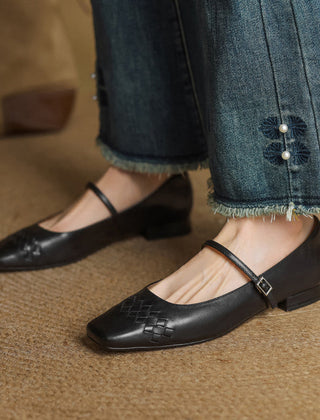 Square-Toe Mary Jane Flat