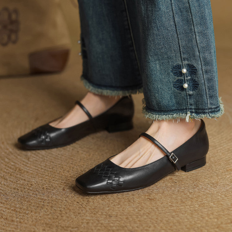 Square-Toe Mary Jane Flat
