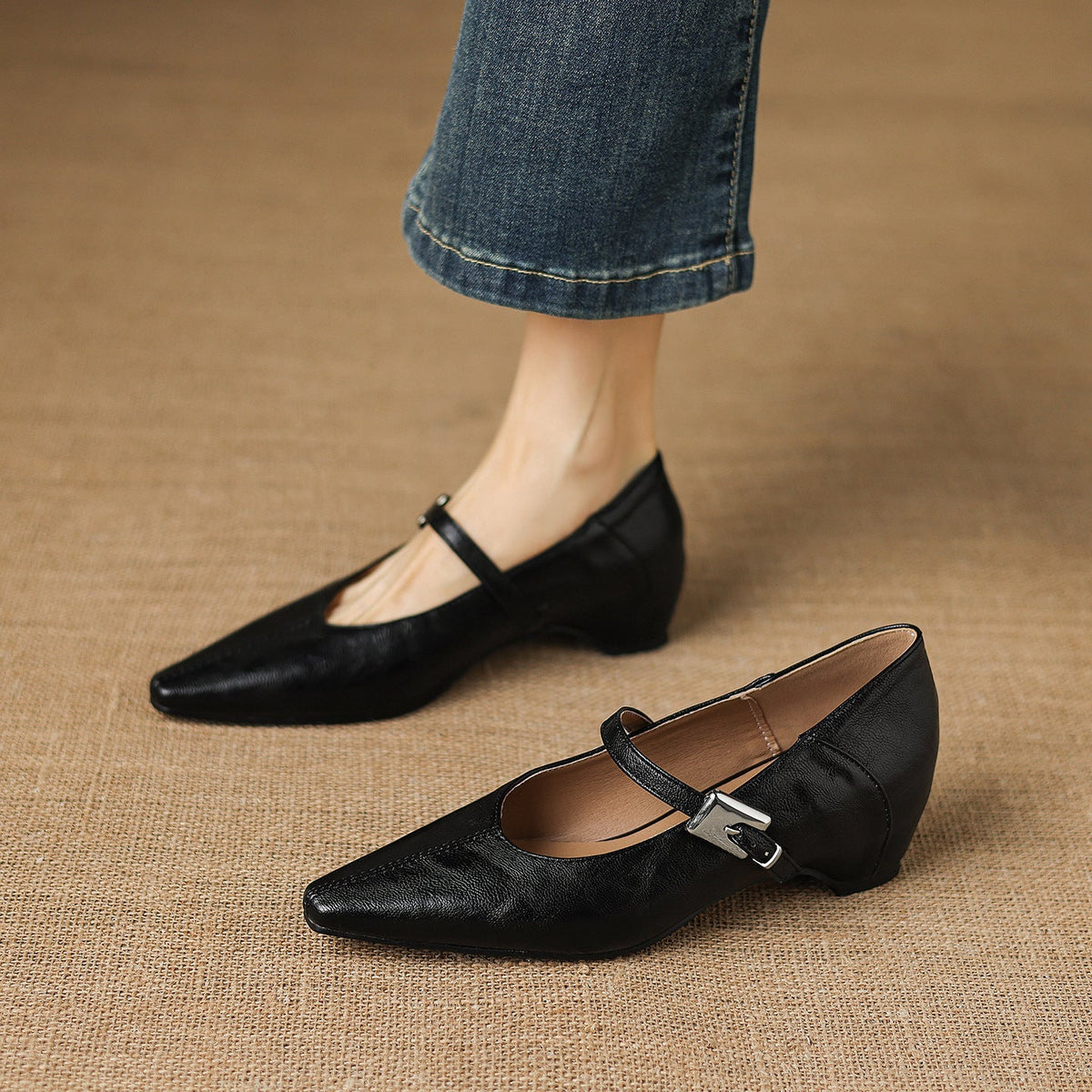 Pointed-Toe Mary Jane Flat