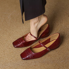 Square-Toe Mary Jane Flat