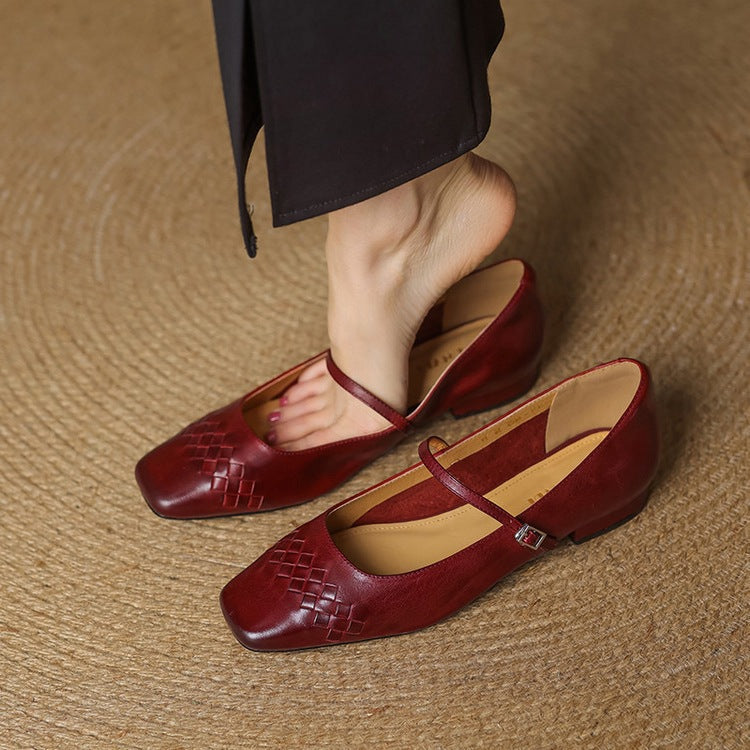Square-Toe Mary Jane Flat