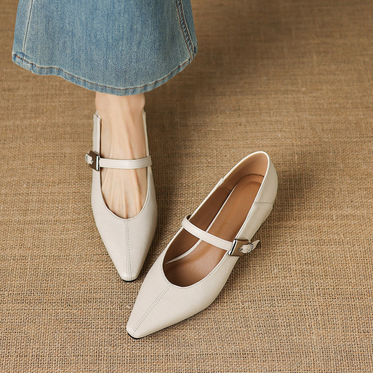 Pointed-Toe Mary Jane Flat