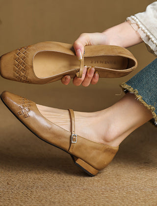 Square-Toe Mary Jane Flat