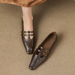 Brogued Double-Strap Mary Jane Flat