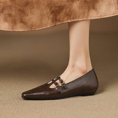 Brogued Double-Strap Mary Jane Flat