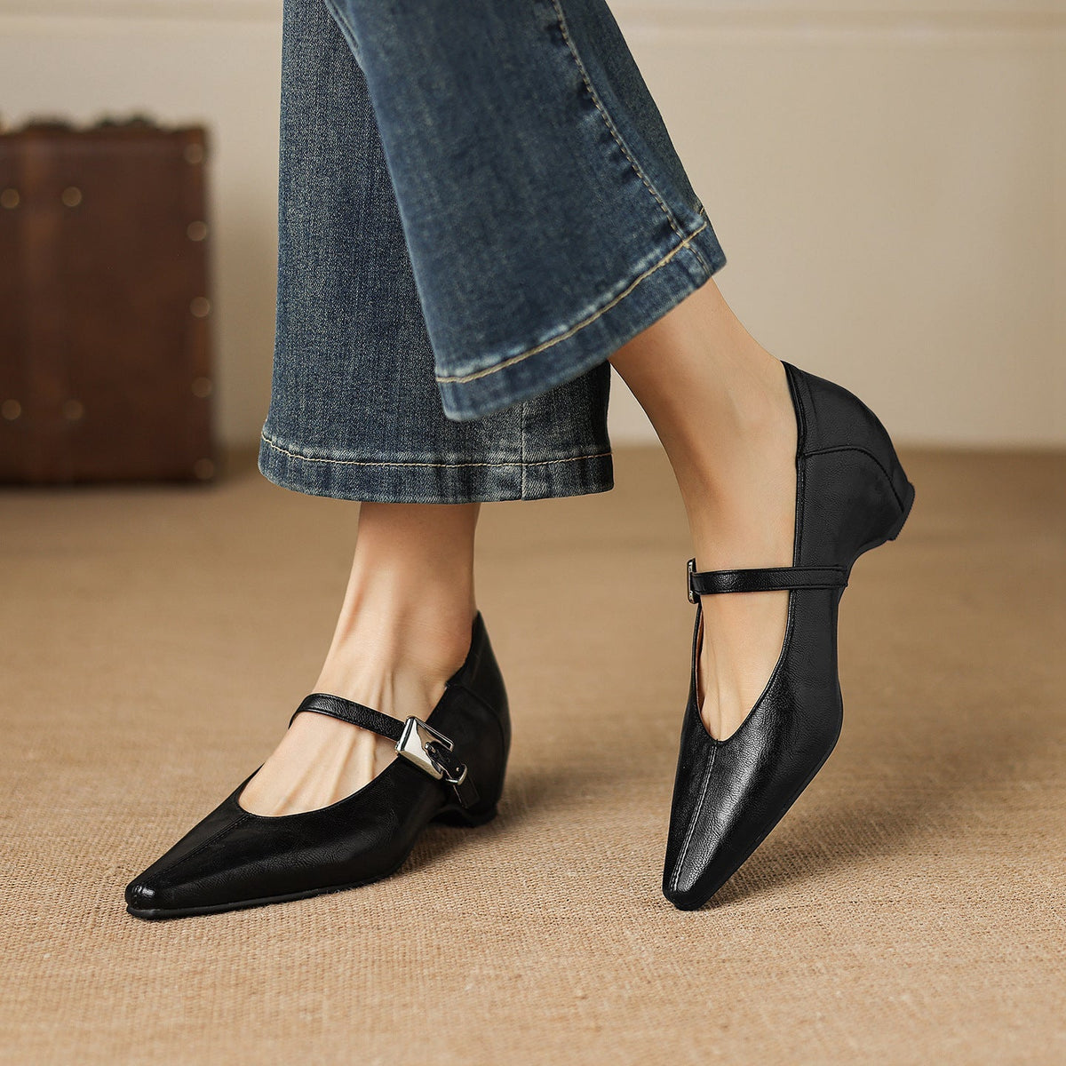 Pointed-Toe Mary Jane Flat