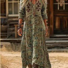 Vintage Botanical Maxi Dress
