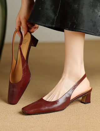 Genuine Leather Slingbacks