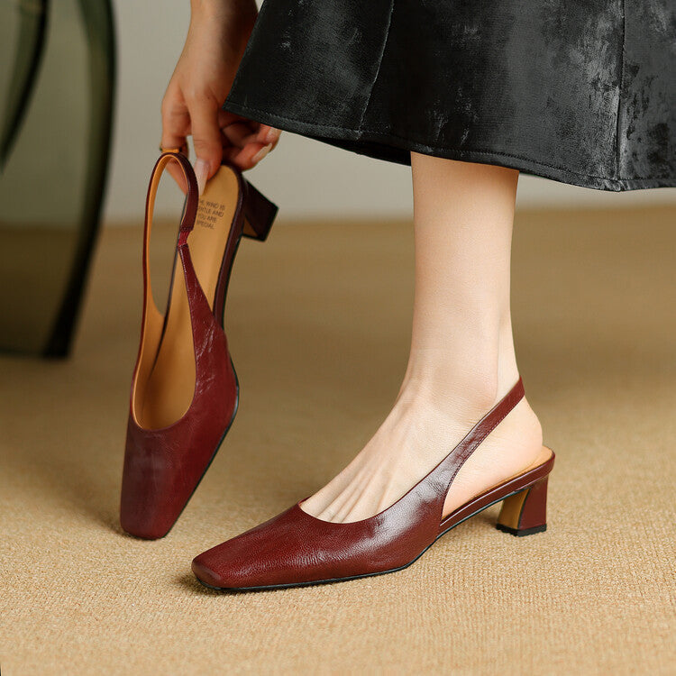 Genuine Leather Slingbacks