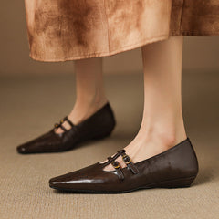 Brogued Double-Strap Mary Jane Flat