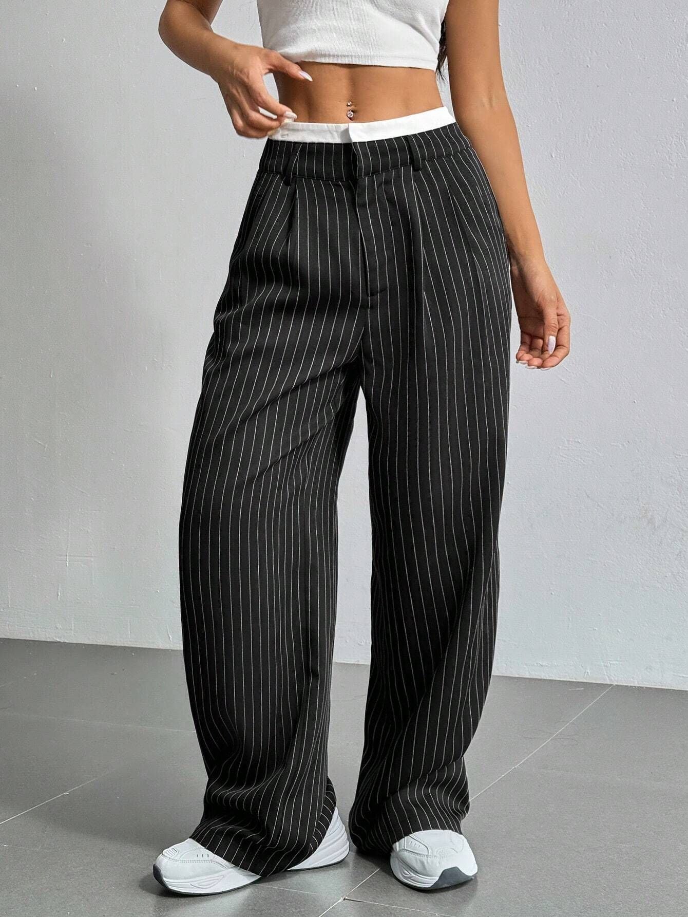 Laura | Elegant Striped High-Waist Pants