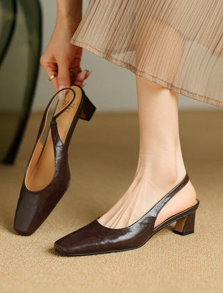Genuine Leather Slingbacks