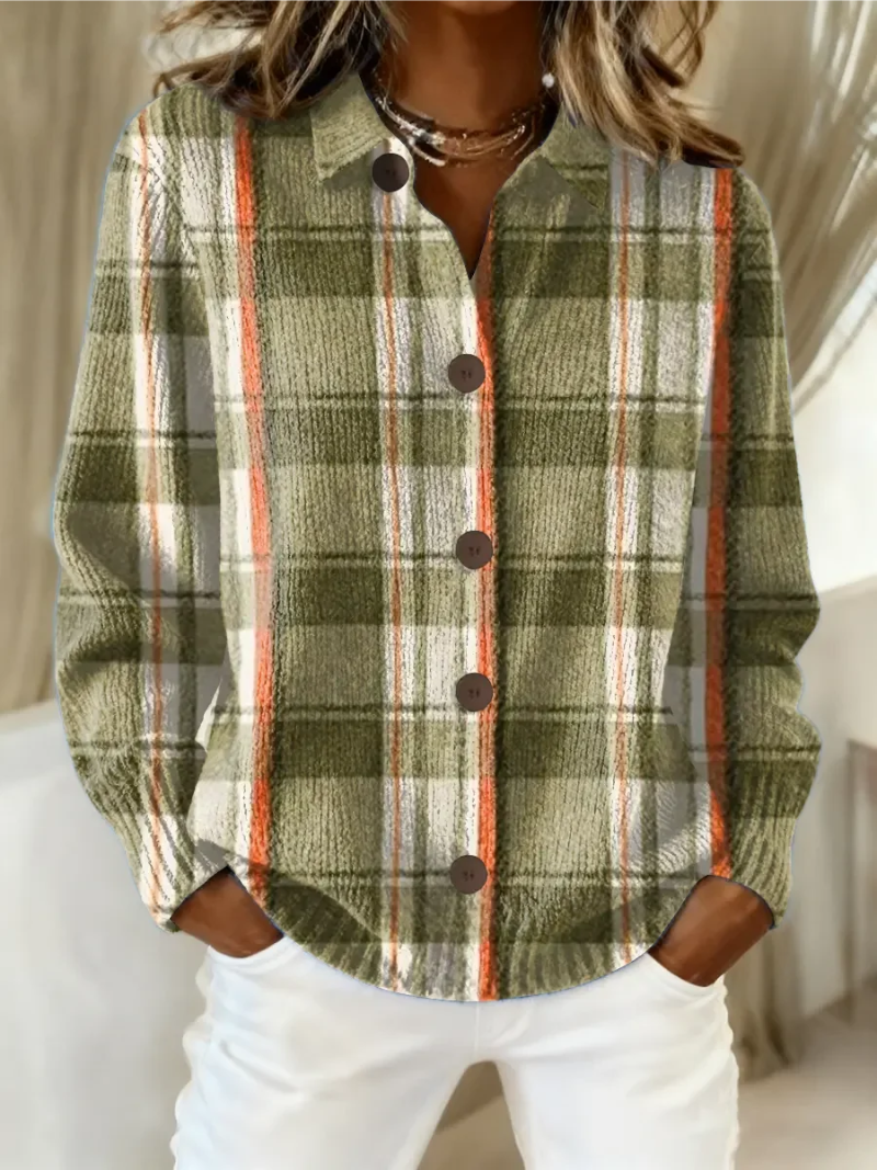 Olive Plaid Button Cardigan