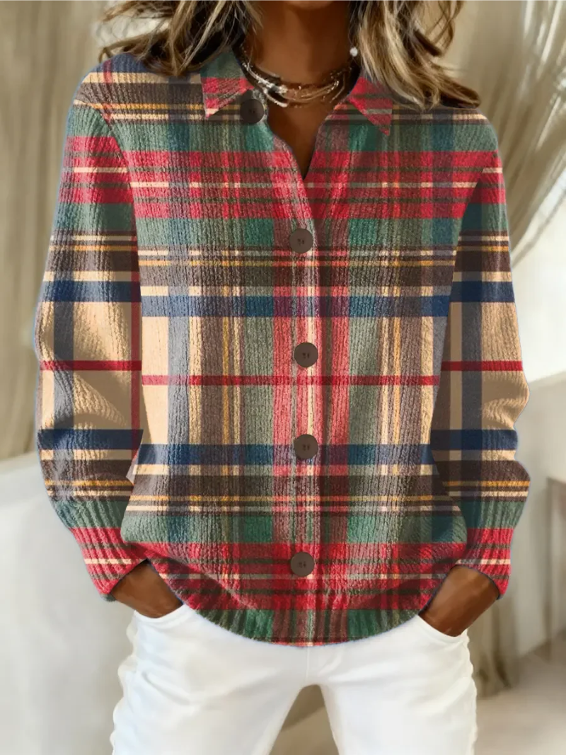 Multicolor Plaid Button Cardigan