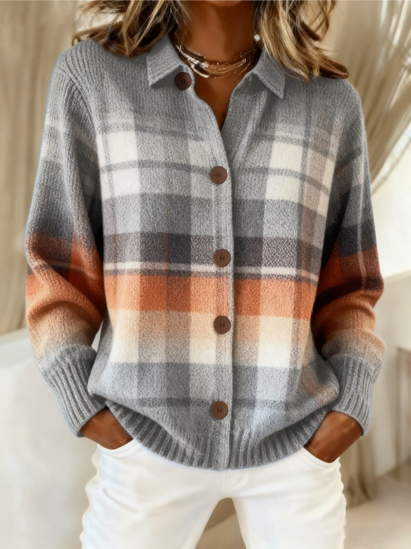 Warm Ombre Plaid Cardigan