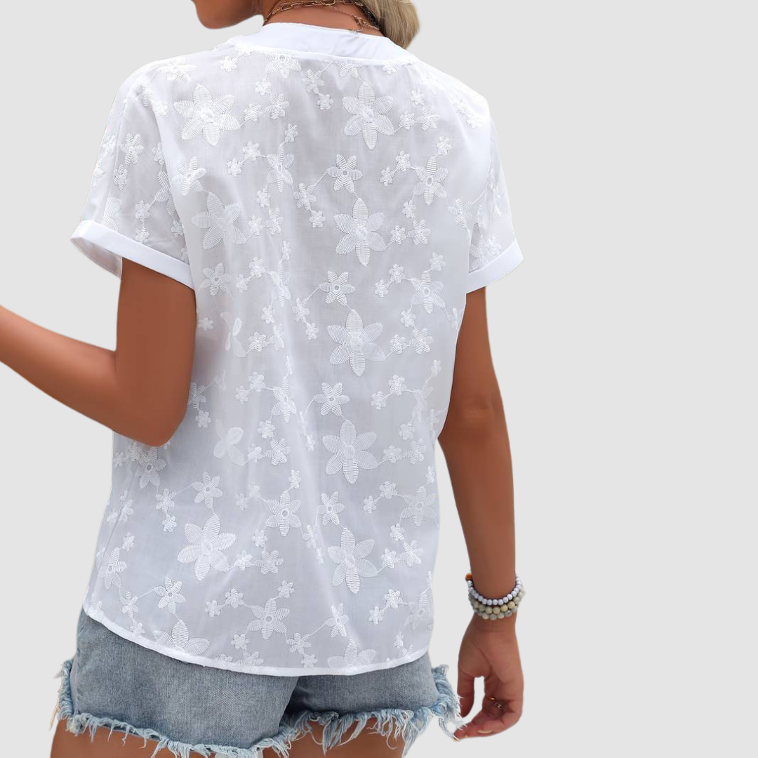 Floral Loose White Shirt