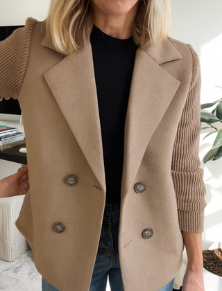 Olive | Soft Knit Button-Front Blazer