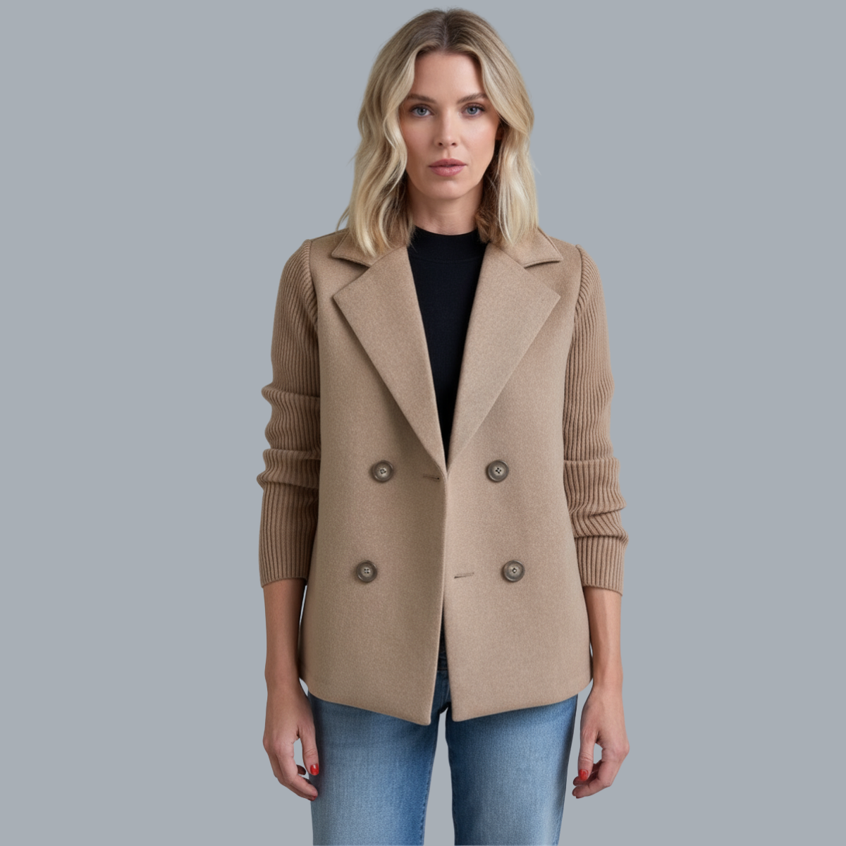 Olive | Soft Knit Button-Front Blazer