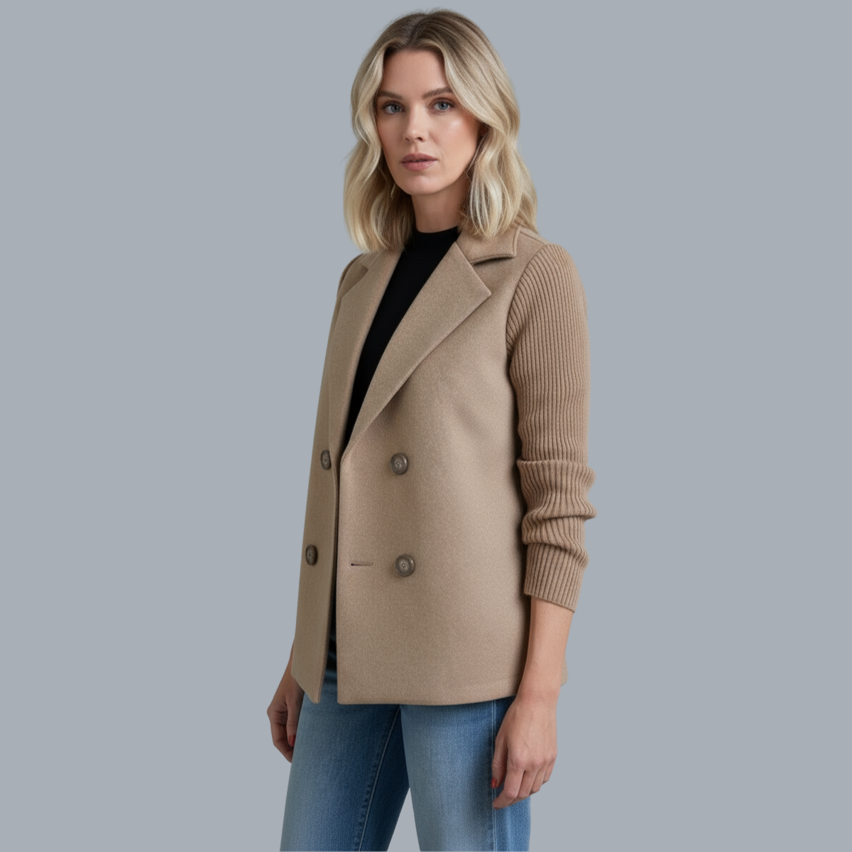 Olive | Soft Knit Button-Front Blazer