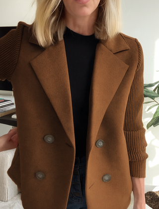 Olive | Soft Knit Button-Front Blazer