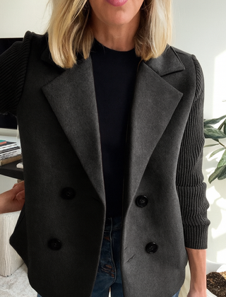 Olive | Soft Knit Button-Front Blazer