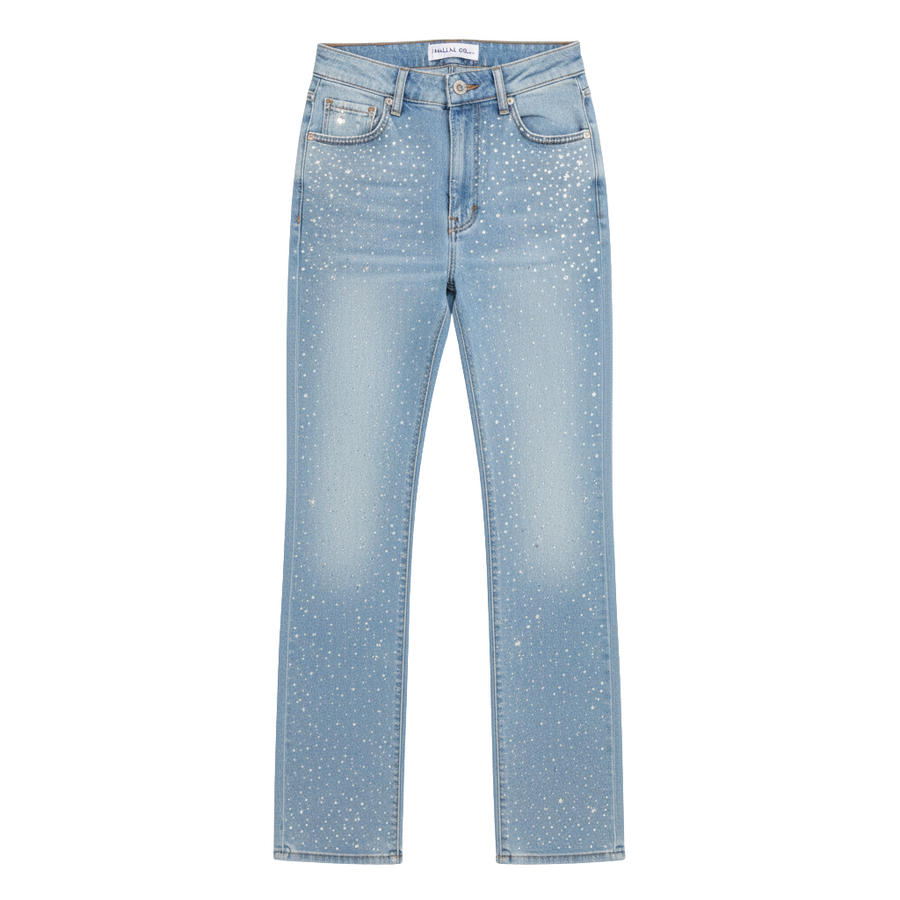 Diana | High-Waist Straight-Leg Rhinestone Pants