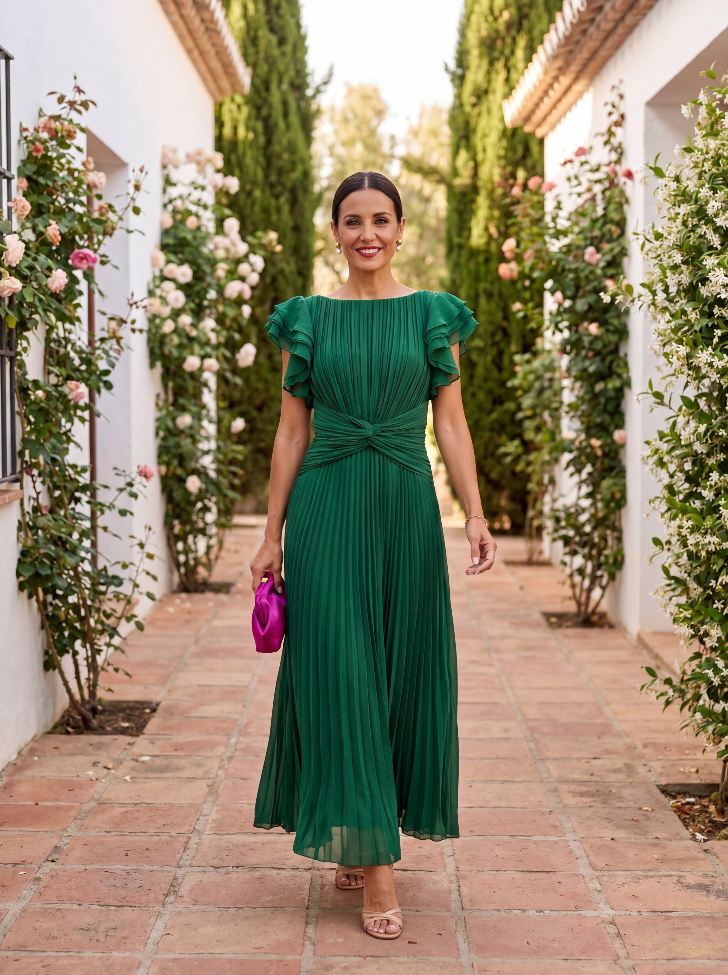 Vivienne | Pleated Streamlined Midi Dress