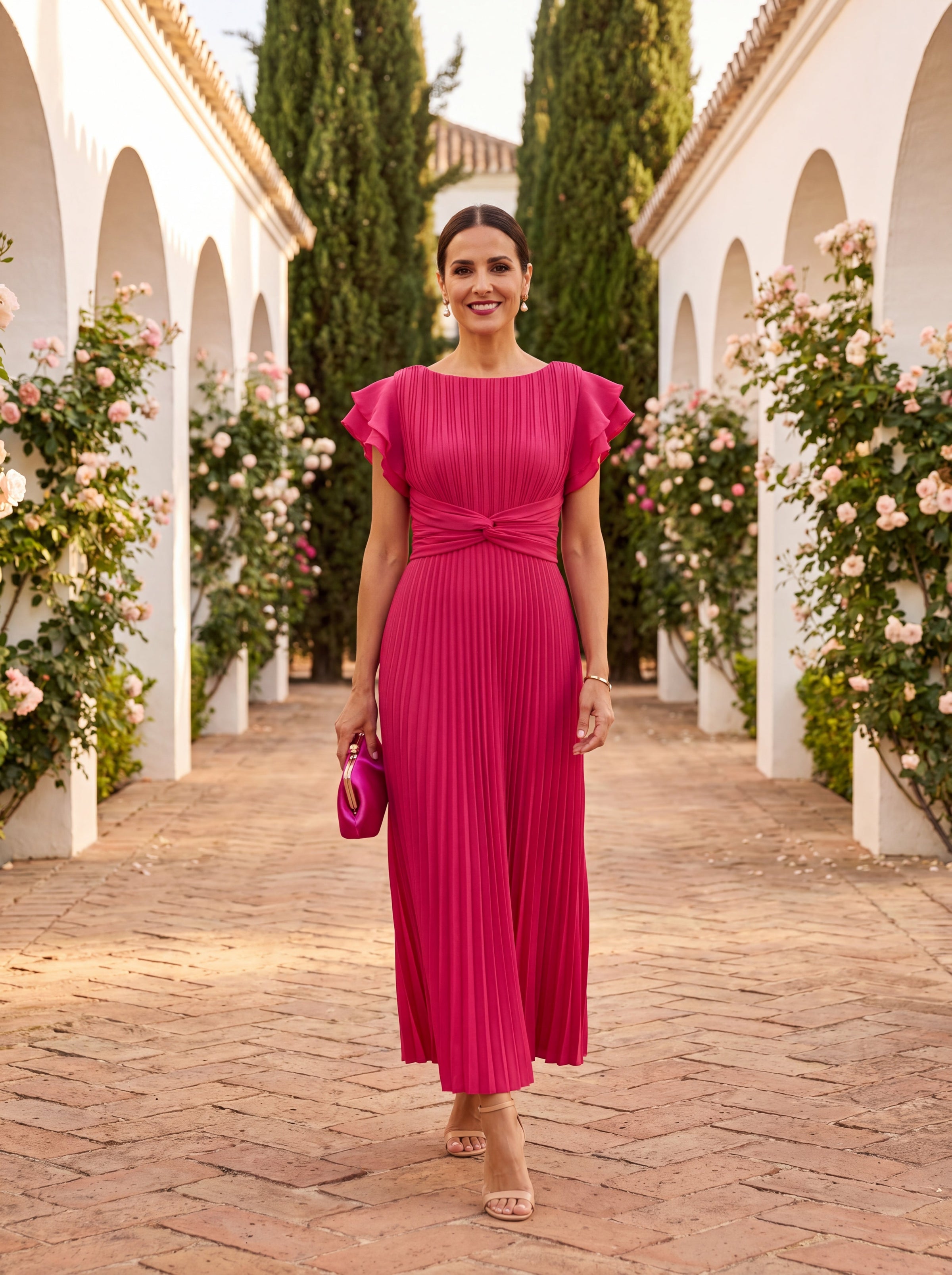 Vivienne | Pleated Streamlined Midi Dress