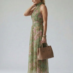 Mireille | Halter-Neck Midi Dress in Sage Green
