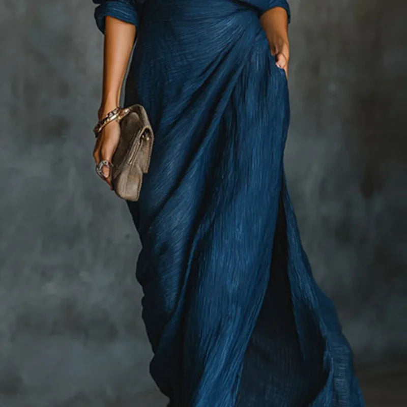 Pleated Button-Up Wide-Leg Two-Piece Set for Women