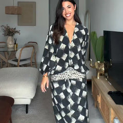 Monochrome Print Maxi Dress