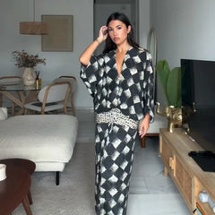 Monochrome Print Maxi Dress