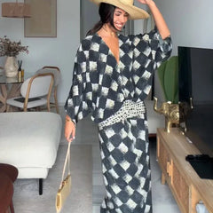 Monochrome Print Maxi Dress