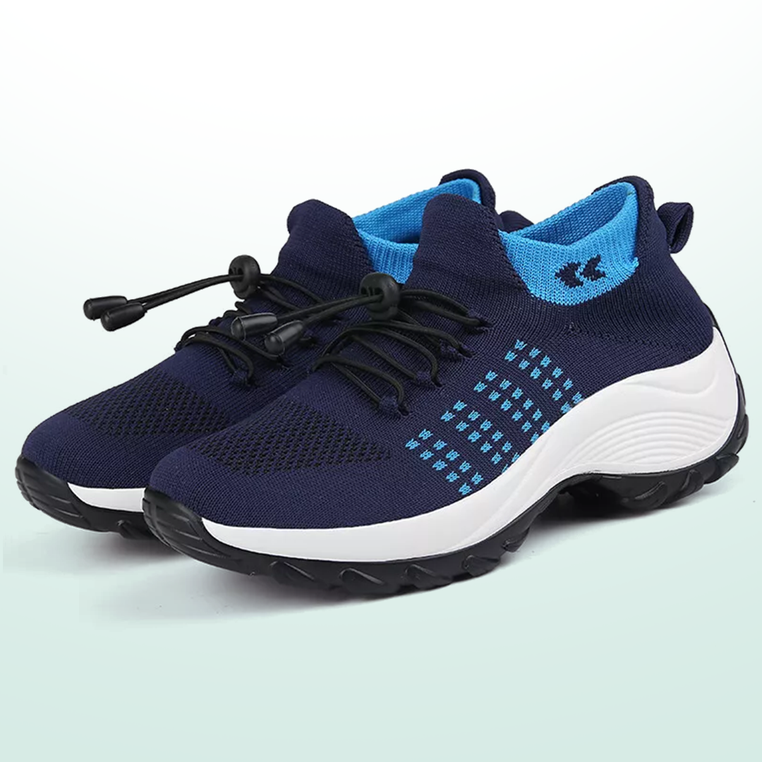 Orthopedic Knit Fabric Shoes in Blue & Navy Blue