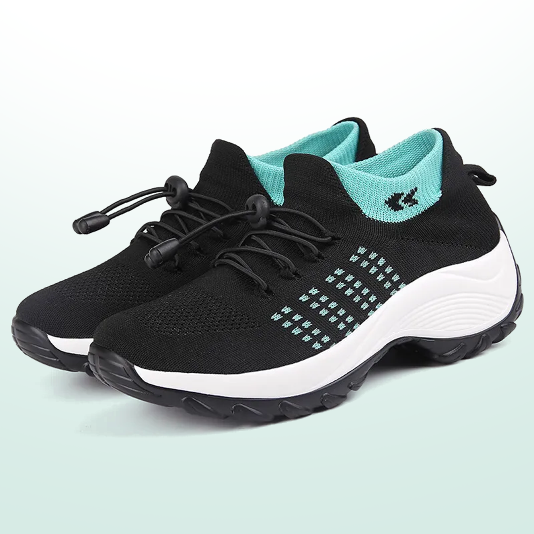 Orthopedic Knit Fabric Shoes in Green & Black