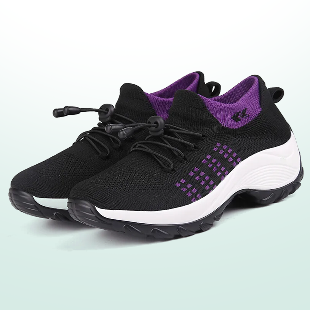 Orthopedic Knit Fabric Shoes in Purple & Black