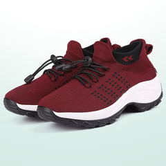 Orthopedic Knit Fabric Shoes in Black & Red