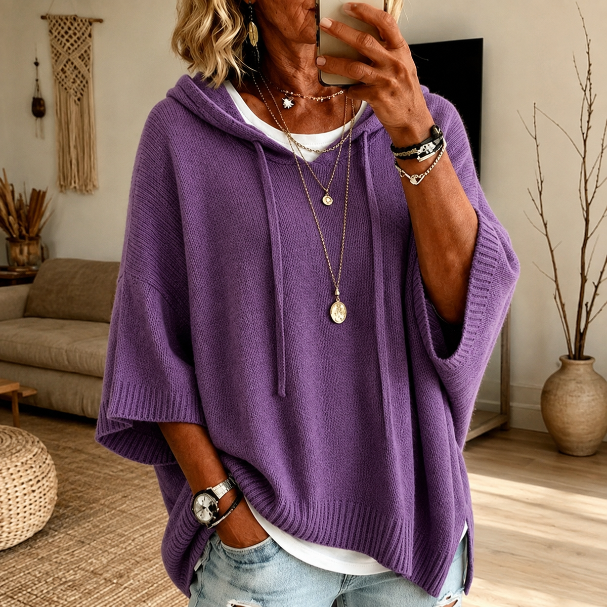 Purple Poncho Sweater