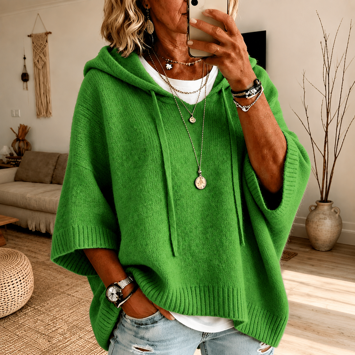 Green Poncho Sweater
