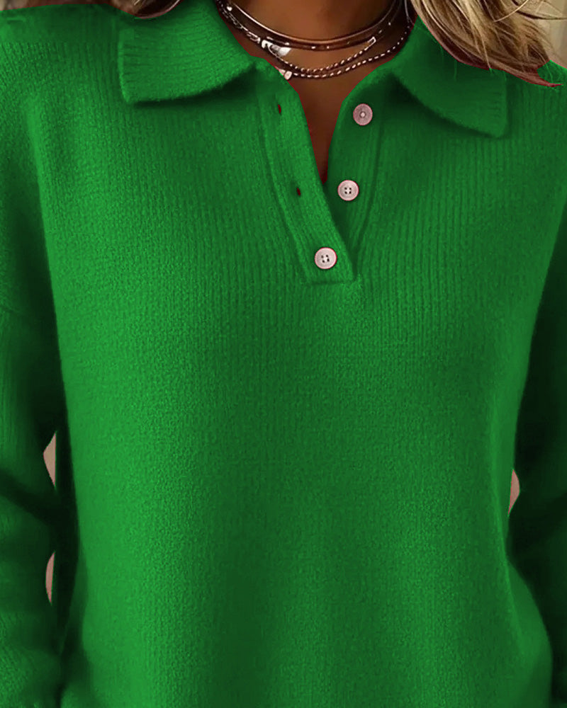 Classic Long Sleeve Knit Polo Shirt