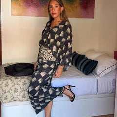Monochrome Print Maxi Dress