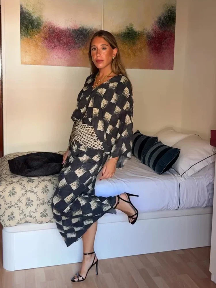 Monochrome Print Maxi Dress