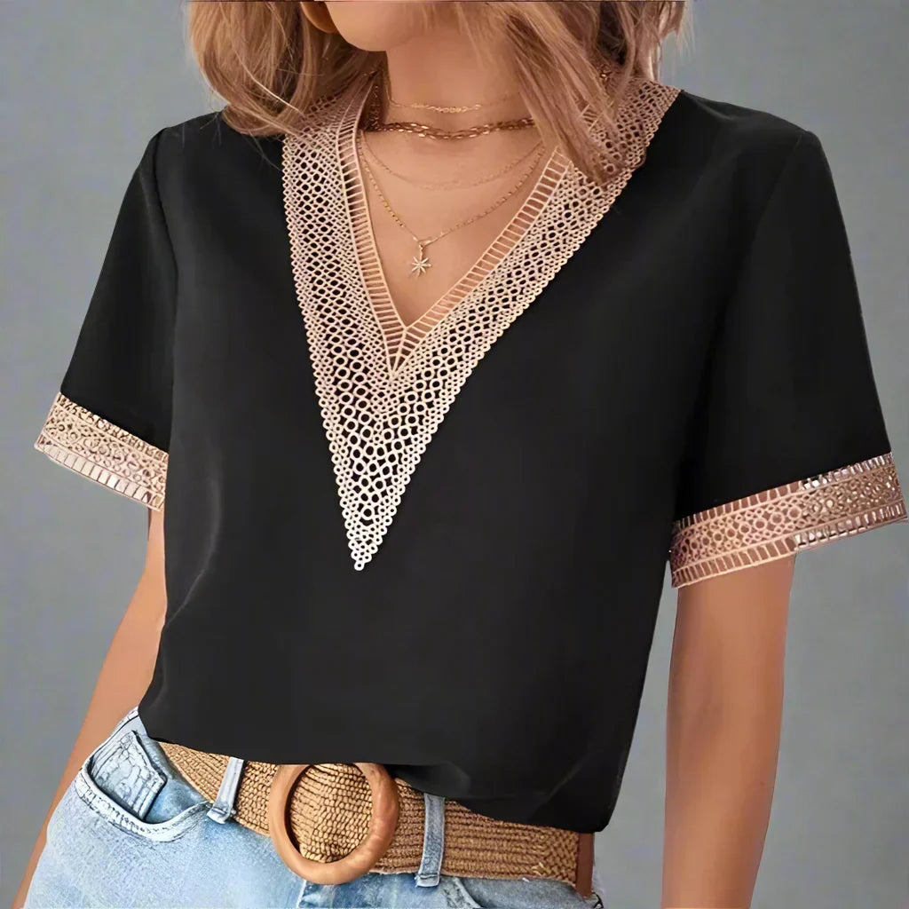 Lacefront V-Neck Tee