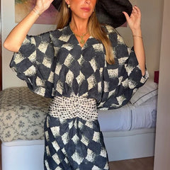 Monochrome Print Maxi Dress