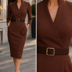 Belted Wrap Midi Dress