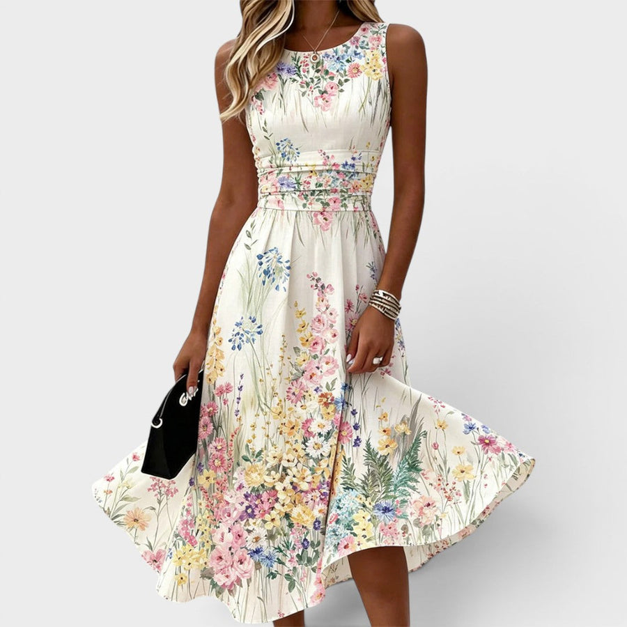 Teresa | Sleeveless Floral Midi Dress