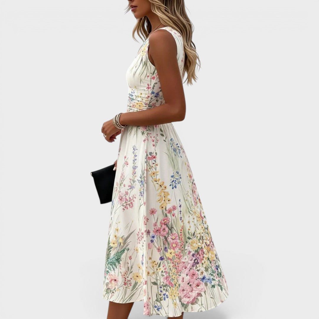 Teresa | Sleeveless Floral Midi Dress