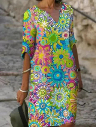 Nira | Vivid Floral Midi Dress